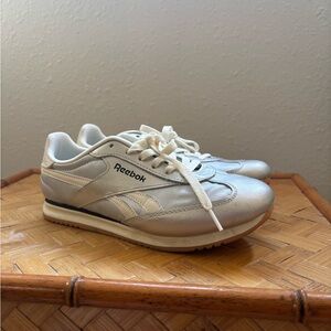 Reebok Metallic Silver and Off-White Sneakers